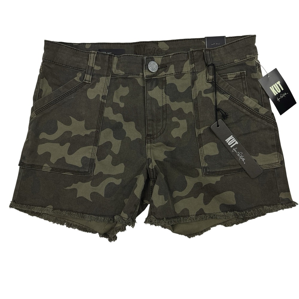 Kut from the Kloth Women's‎ 6 Jenna High-Rise Shorts Camo Cut-Off Frayed NWT $79